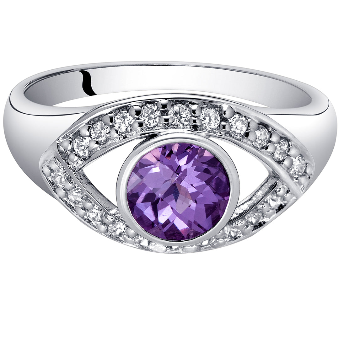 Simulated Alexandrite Ring Sterling Silver Third Eye Design 1 Carat Size 8