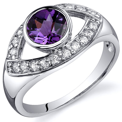 Simulated Alexandrite Ring Sterling Silver Third Eye Design 1 Carat Size 8