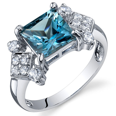 London Blue Topaz Princess Cut Sterling Silver Ring Size 5