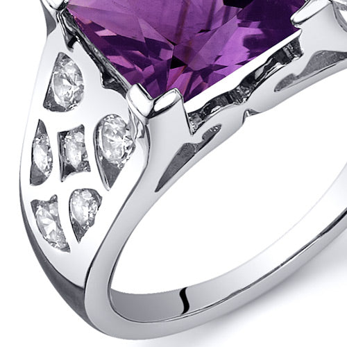 Amethyst Princess Cut Sterling Silver Ring Size 8