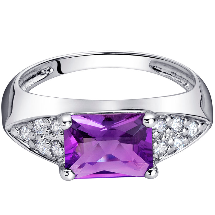 Amethyst Radiant Cut Sterling Silver Ring Size 7