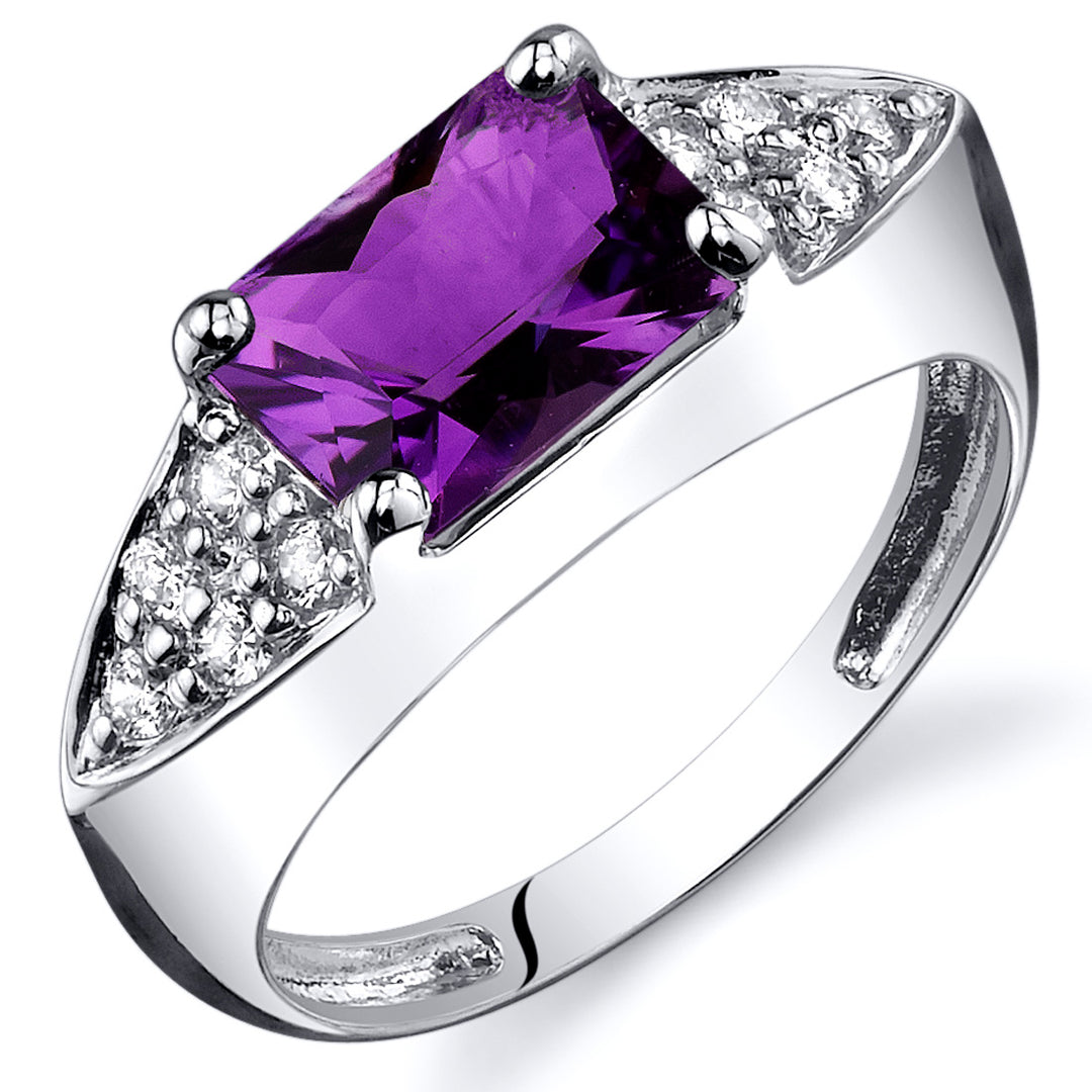Amethyst Radiant Cut Sterling Silver Ring Size 5