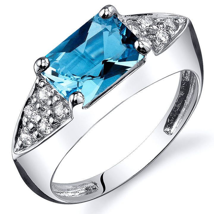 Swiss Blue Topaz Radiant Cut Sterling Silver Ring Size 7