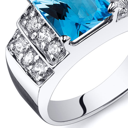 Swiss Blue Topaz Radiant Cut Sterling Silver Ring Size 8
