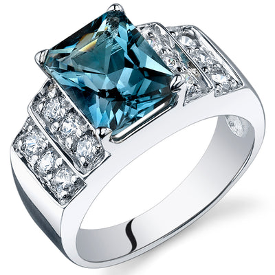 London Blue Topaz Radiant Cut Sterling Silver Ring Size 9