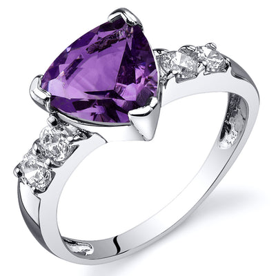 Amethyst Trillion Sterling Silver Ring Size 8