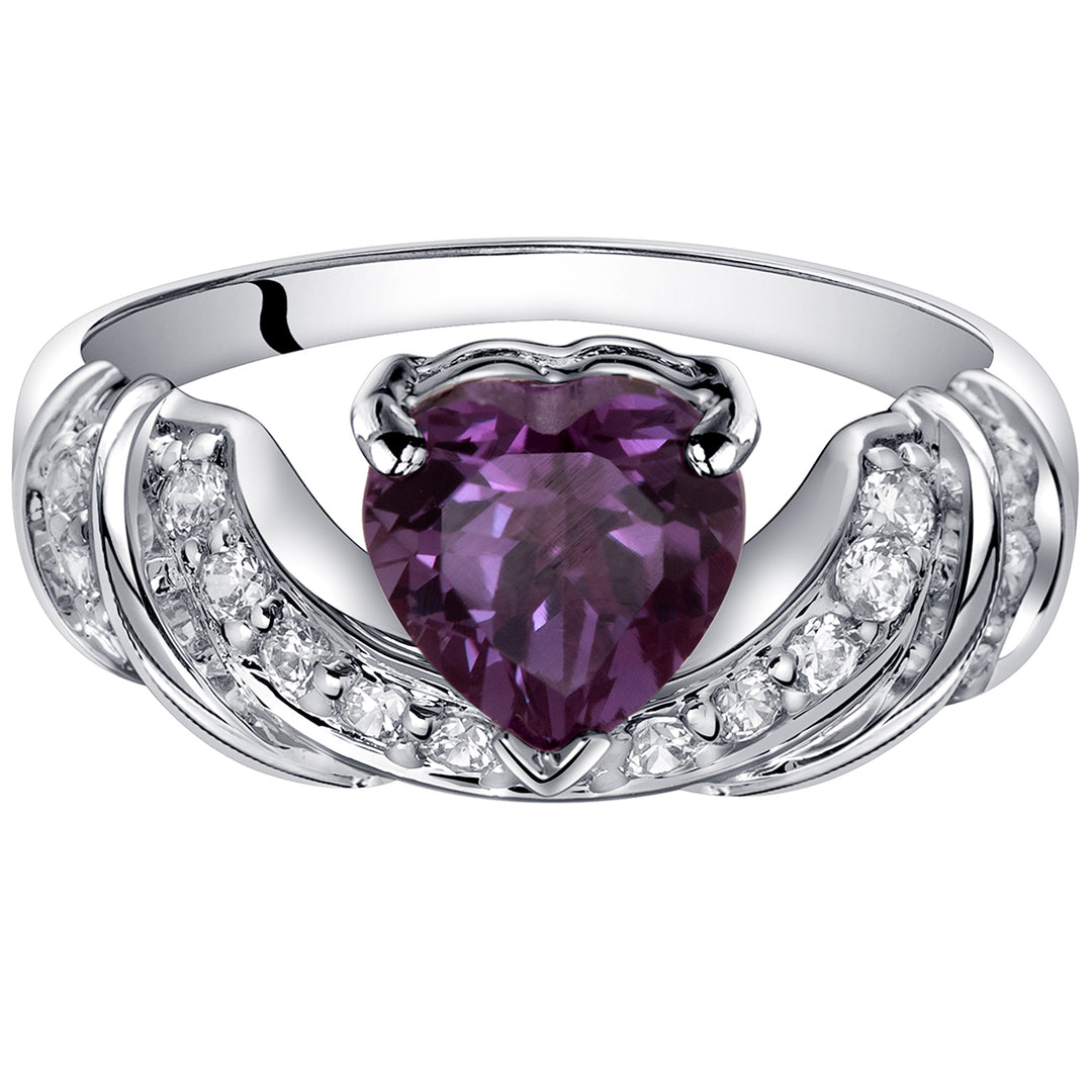 Simulated Alexandrite Heart Shape Sterling Silver Ring Size 9