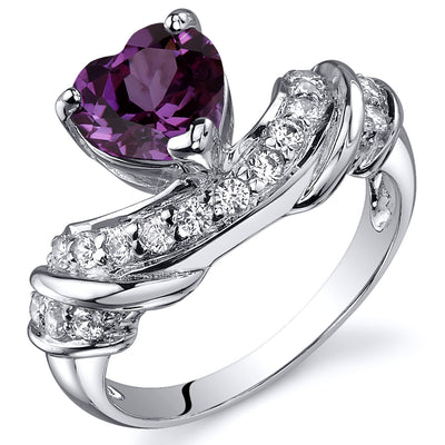 Simulated Alexandrite Heart Shape Sterling Silver Ring Size 5