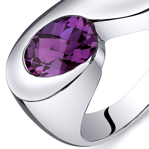Simulated Alexandrite Oval Cut Sterling Silver Ring Size 8