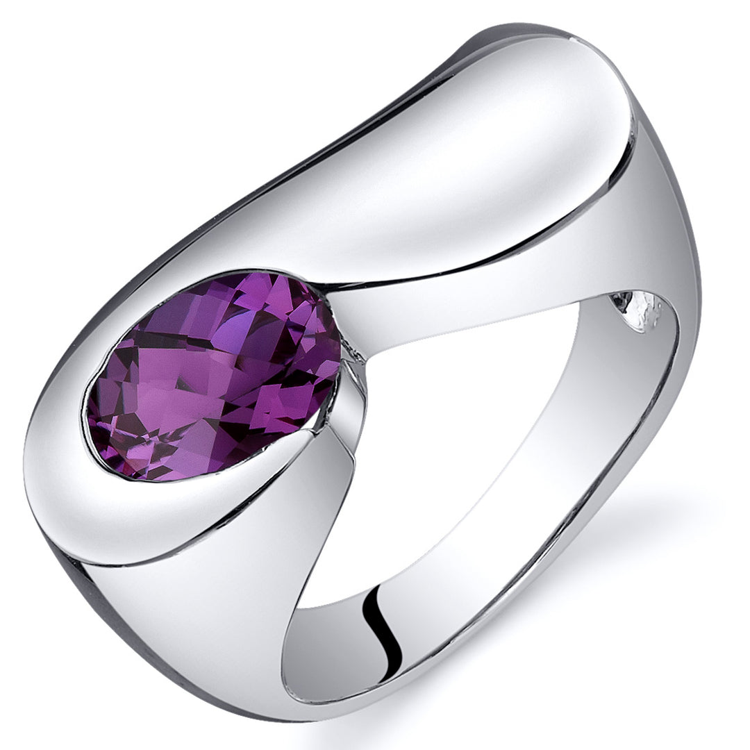Simulated Alexandrite Oval Cut Sterling Silver Ring Size 8