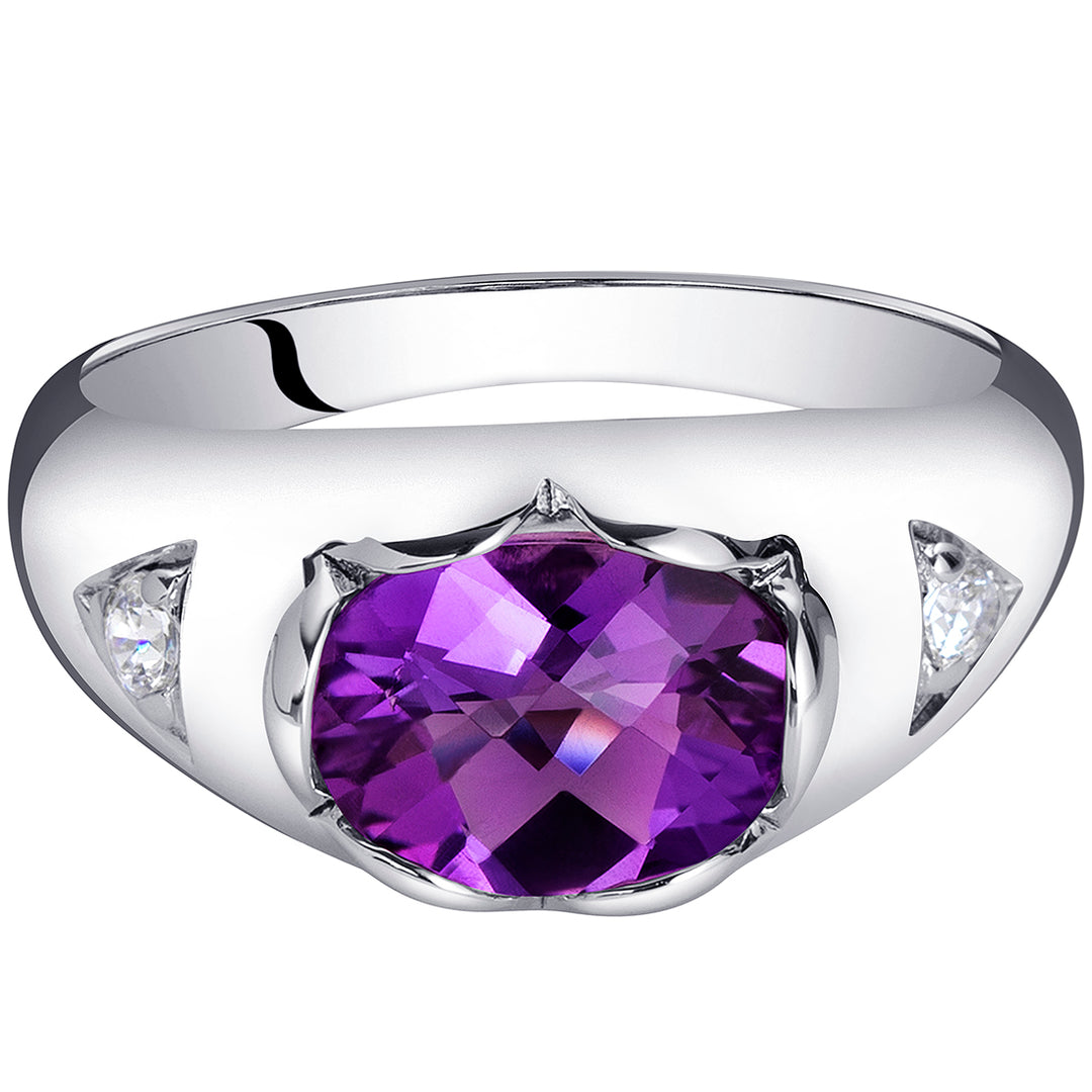 Amethyst Oval Cut Sterling Silver Ring Size 7