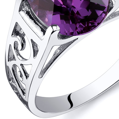 Alexandrite Ring Sterling Silver Oval Shape 3.5 Carats Size 9
