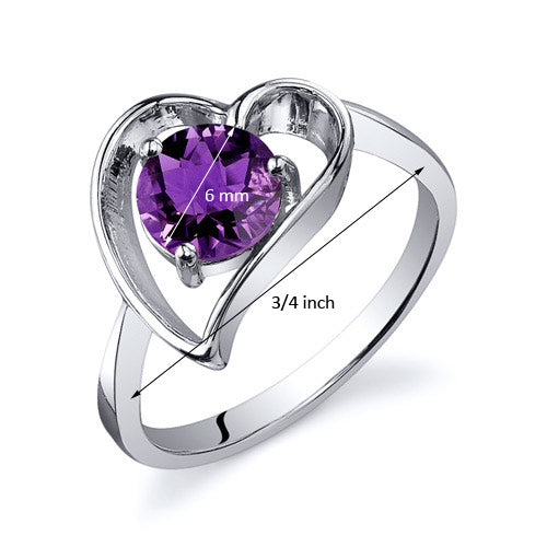 Amethyst Round Cut Sterling Silver Ring Size 9