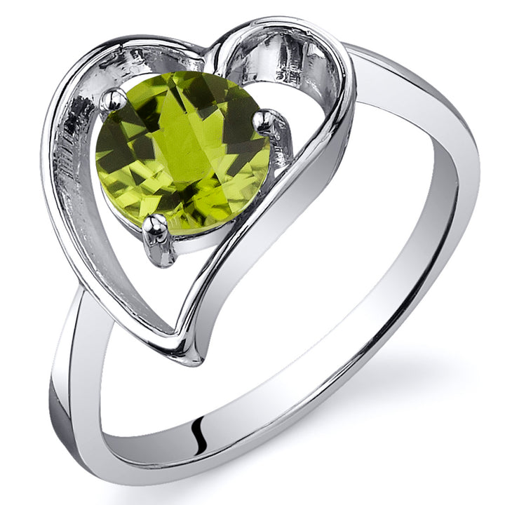 Peridot Round Cut Sterling Silver Ring Size 6