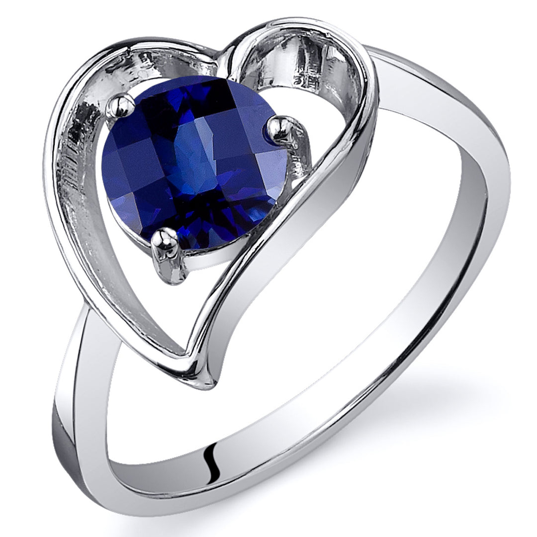 Created Blue Sapphire Round Cut Sterling Silver Ring Size 6