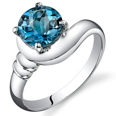London Blue Topaz Round Cut Sterling Silver Ring Size 5