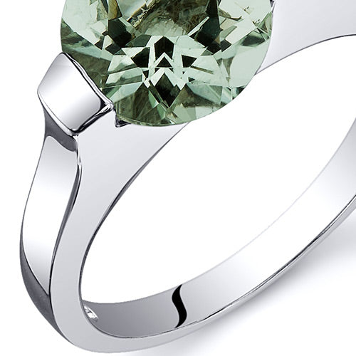 Green Amethyst Round Cut Sterling Silver Ring Size 5
