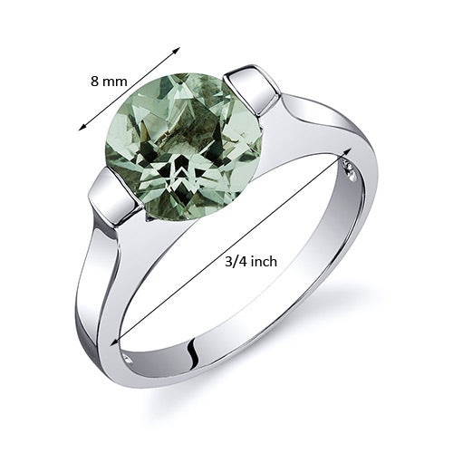 Green Amethyst Round Cut Sterling Silver Ring Size 7