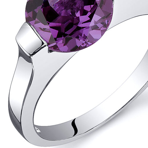 Alexandrite Ring Sterling Silver Round Shape 2.75 Carats Size 6