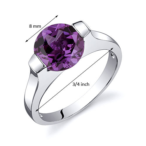 Alexandrite Ring Sterling Silver Round Shape 2.75 Carats Size 6
