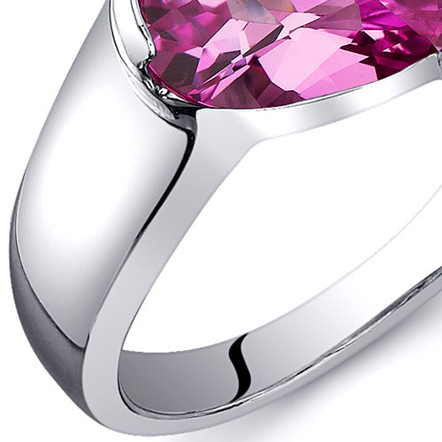 Created Pink Sapphire Pear Shape Sterling Silver Ring Size 5