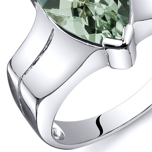 Green Amethyst Pear Shape Sterling Silver Ring Size 8
