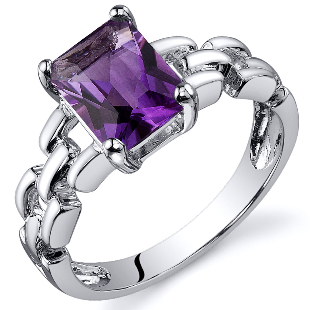 Amethyst Sterling Silver Ring 1.25 Carats Size 9