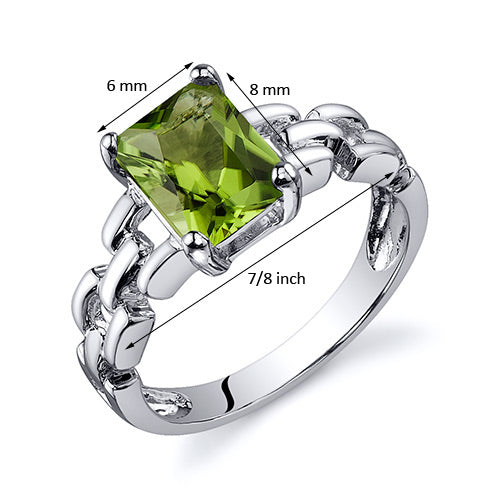 Green Amethyst Sterling Silver Ring 1.50 Carats Size 5