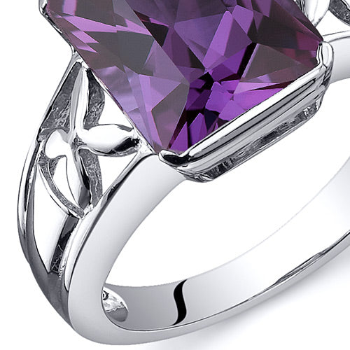 Simulated Alexandrite Radiant Cut Sterling Silver Ring Size 5