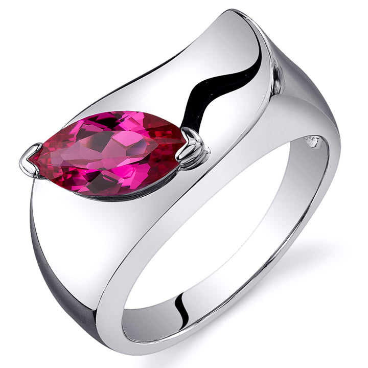 Ruby Ring Sterling Silver Marquise Shape 1.25 Carats Size 5