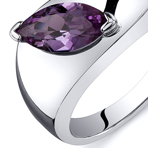 Alexandrite Ring Sterling Silver Marquise Shape 1.25 Carats Size 8