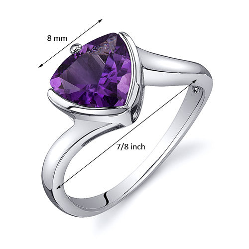 Amethyst Trillion Sterling Silver Ring Size 6