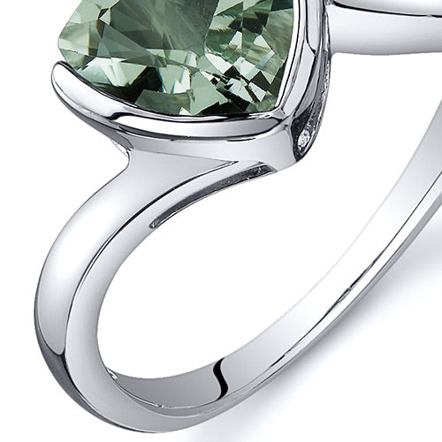 Green Amethyst Trillion Sterling Silver Ring Size 6