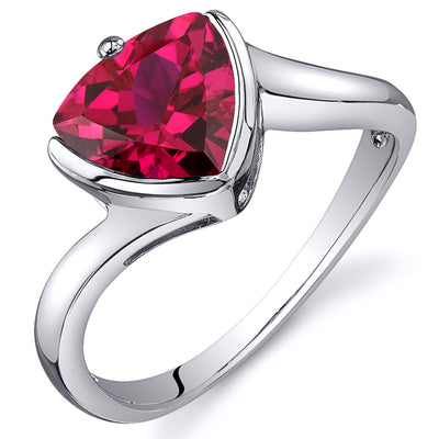 Created Ruby Trillion Sterling Silver Ring Size 5