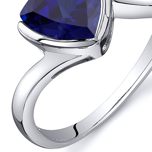 Created Blue Sapphire Trillion Sterling Silver Ring Size 5