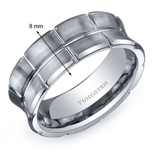 Tapering Sectional 8mm Mens Tungsten Band Size 9