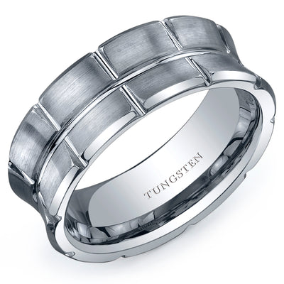 Tapering Sectional 8mm Mens Tungsten Band Size 10