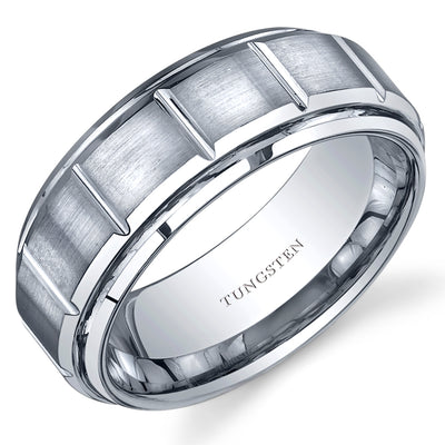 Classic Sectional 8mm Mens Tungsten Band Size 8.5