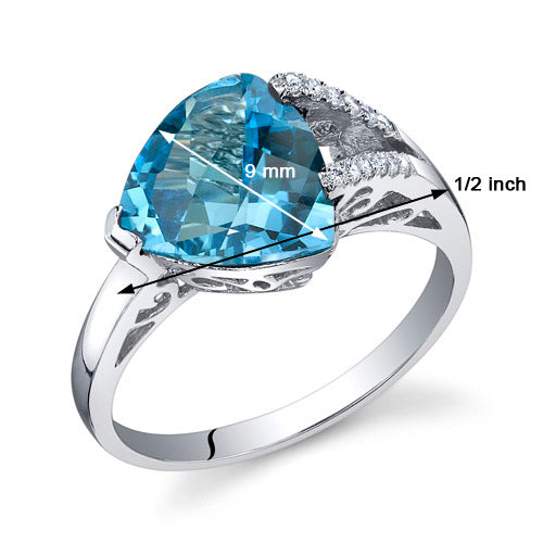 Swiss Blue Topaz Trillion Sterling Silver Ring Size 5