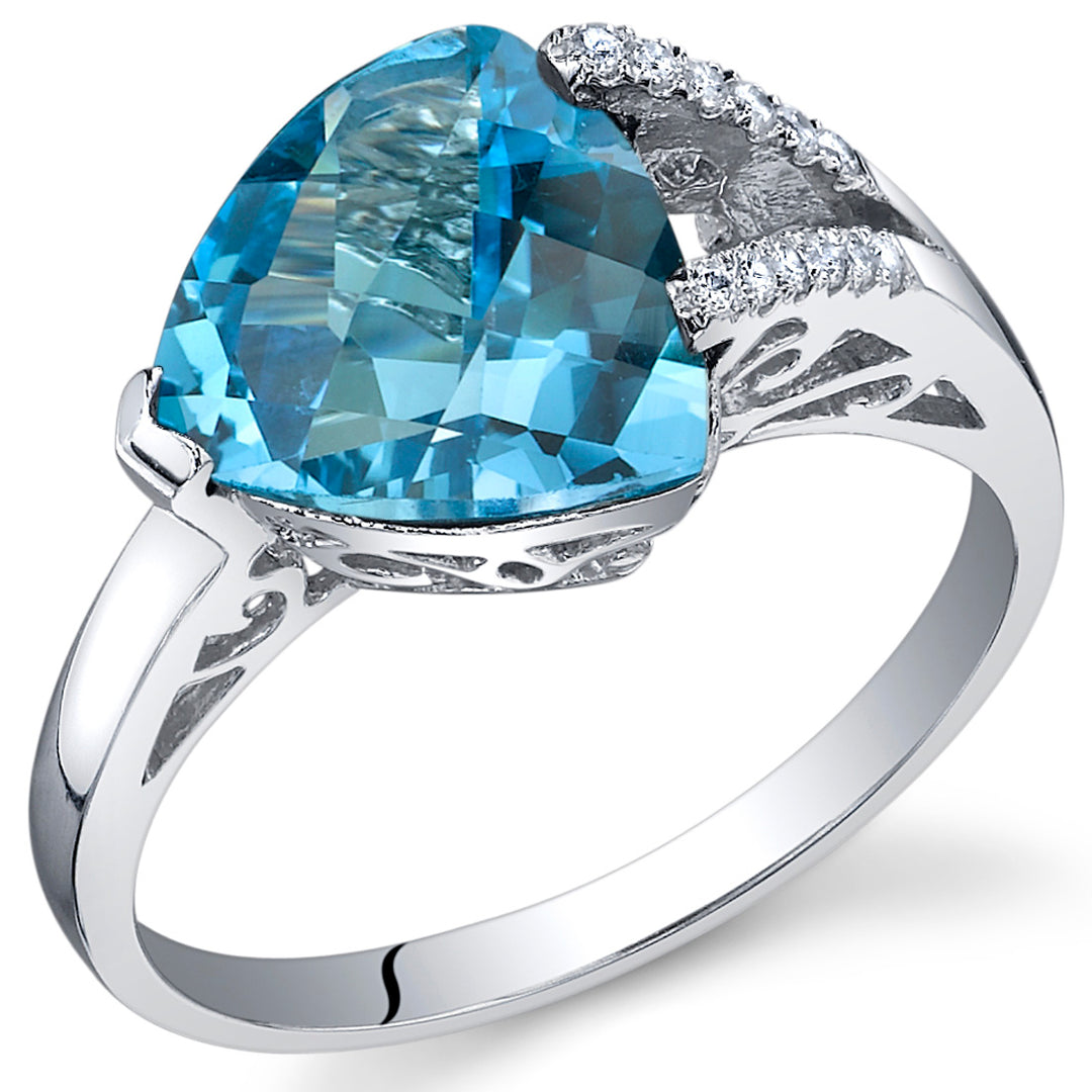Swiss Blue Topaz Trillion Sterling Silver Ring Size 5