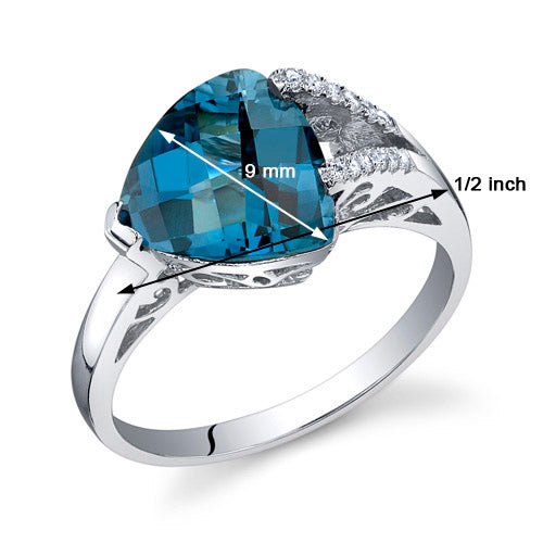 London Blue Topaz Trillion Sterling Silver Ring Size 5