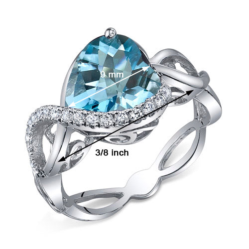 Swiss Blue Topaz Heart Shape Sterling Silver Ring Size 5