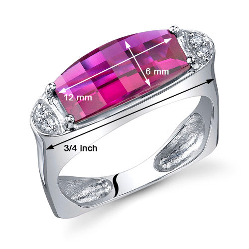Created Ruby Special Cut Sterling Silver Ring Size 7
