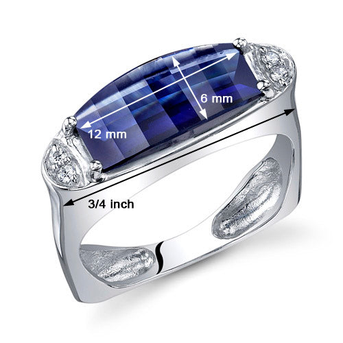 Created Blue Sapphire Special Cut Sterling Silver Ring Size 6