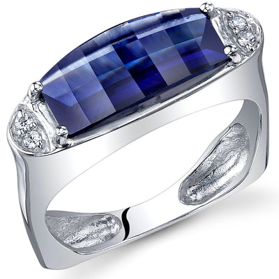 Created Blue Sapphire Special Cut Sterling Silver Ring Size 6