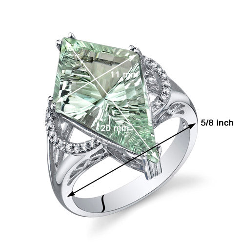Green Amethyst Special Cut Sterling Silver Ring Size 5