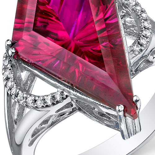 Created Ruby Special Cut Sterling Silver Ring Size 5