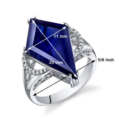 Created Blue Sapphire Special Cut Sterling Silver Ring Size 5