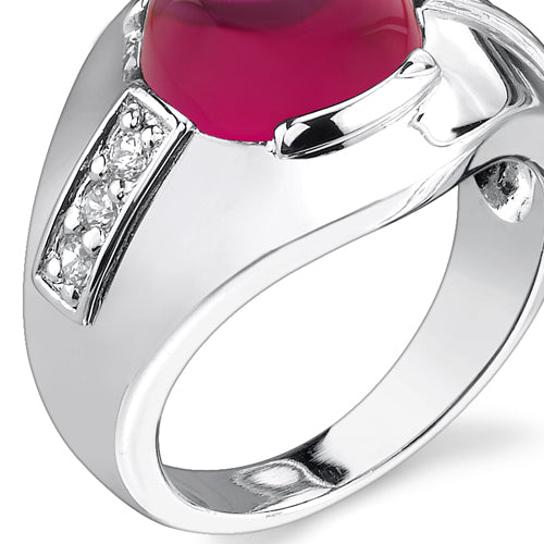 7 cts Round Cut Ruby Sterling Silver Mens Ring