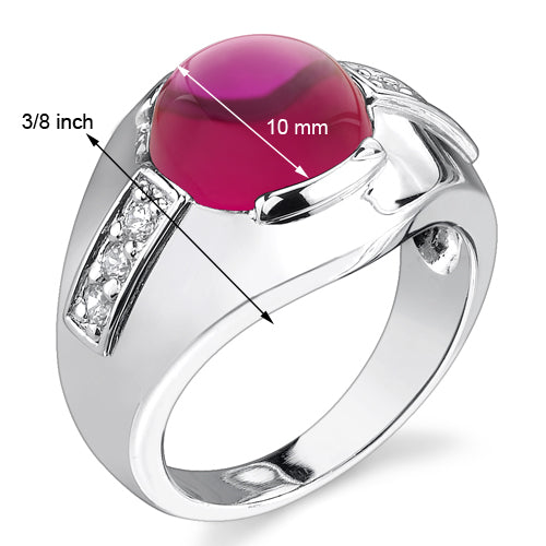 7 cts Round Cut Ruby Sterling Silver Mens Ring